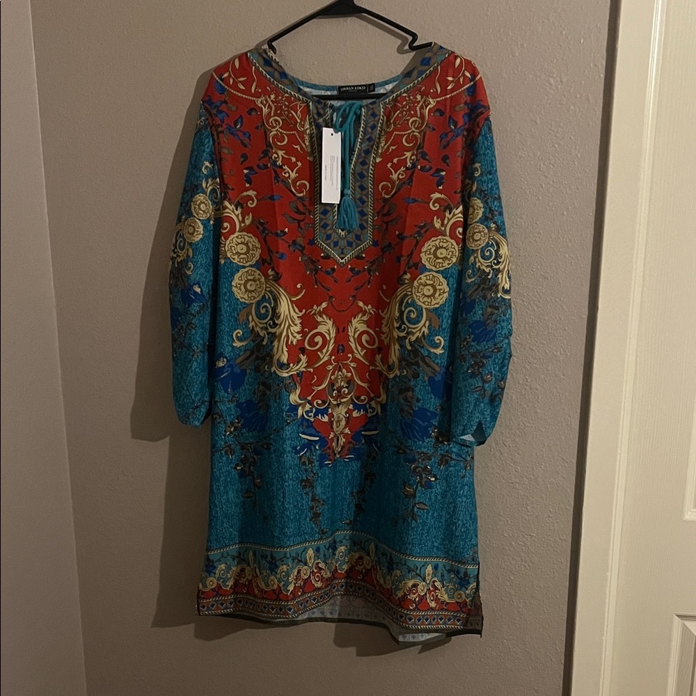 Vibrant Red and Blue Women's Mini Dress
